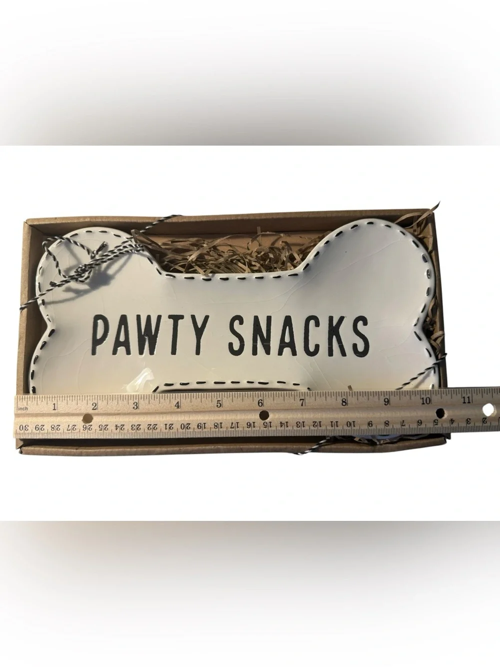 Mud Pie 'Pawty Snacks' Bone-Shaped Ceramic Treat Dish Black & White